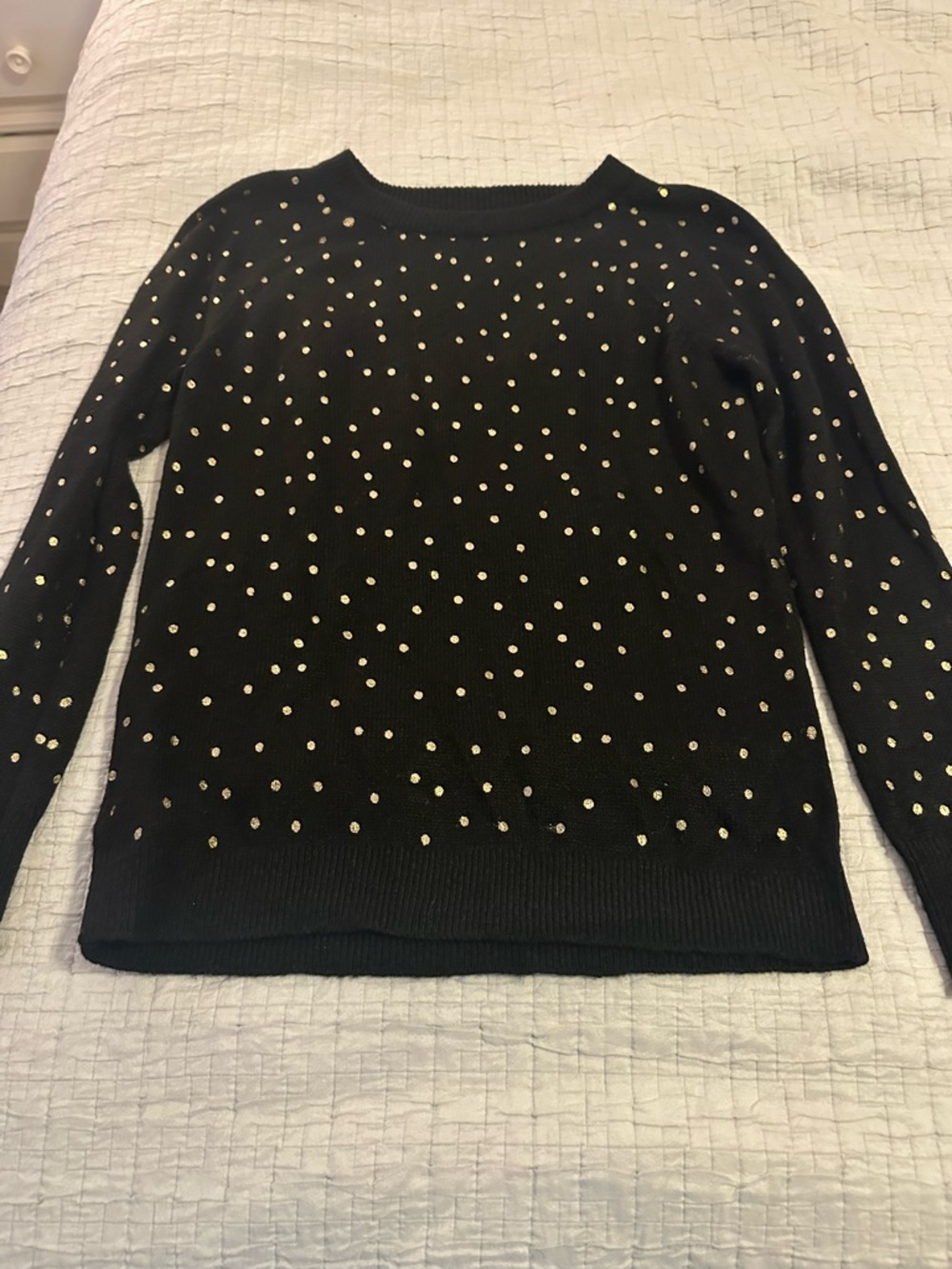 LOFT Black Sweater with Gold Dot Embellishments